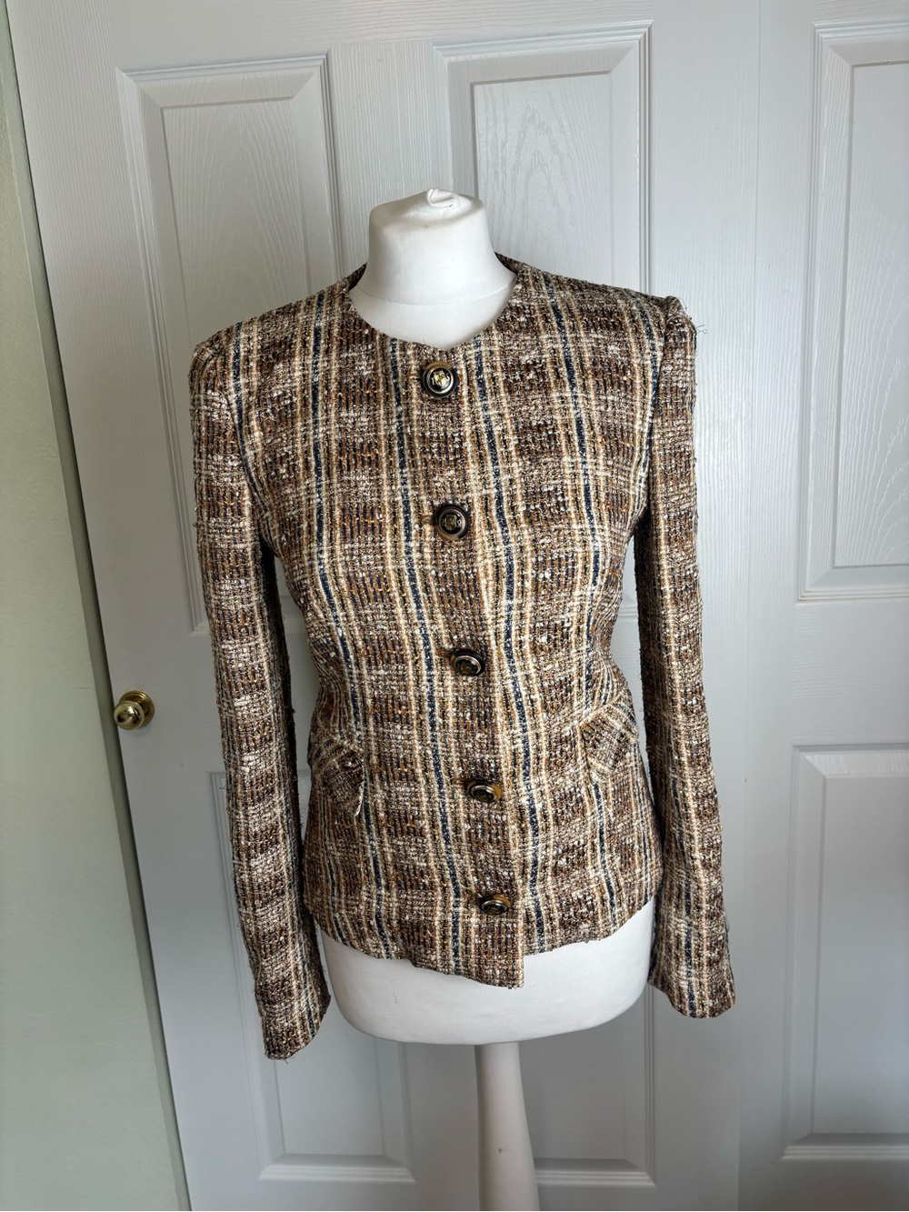 Veronica Beard Louisa Check Dickey Tweed Jacket Blazer Size 4